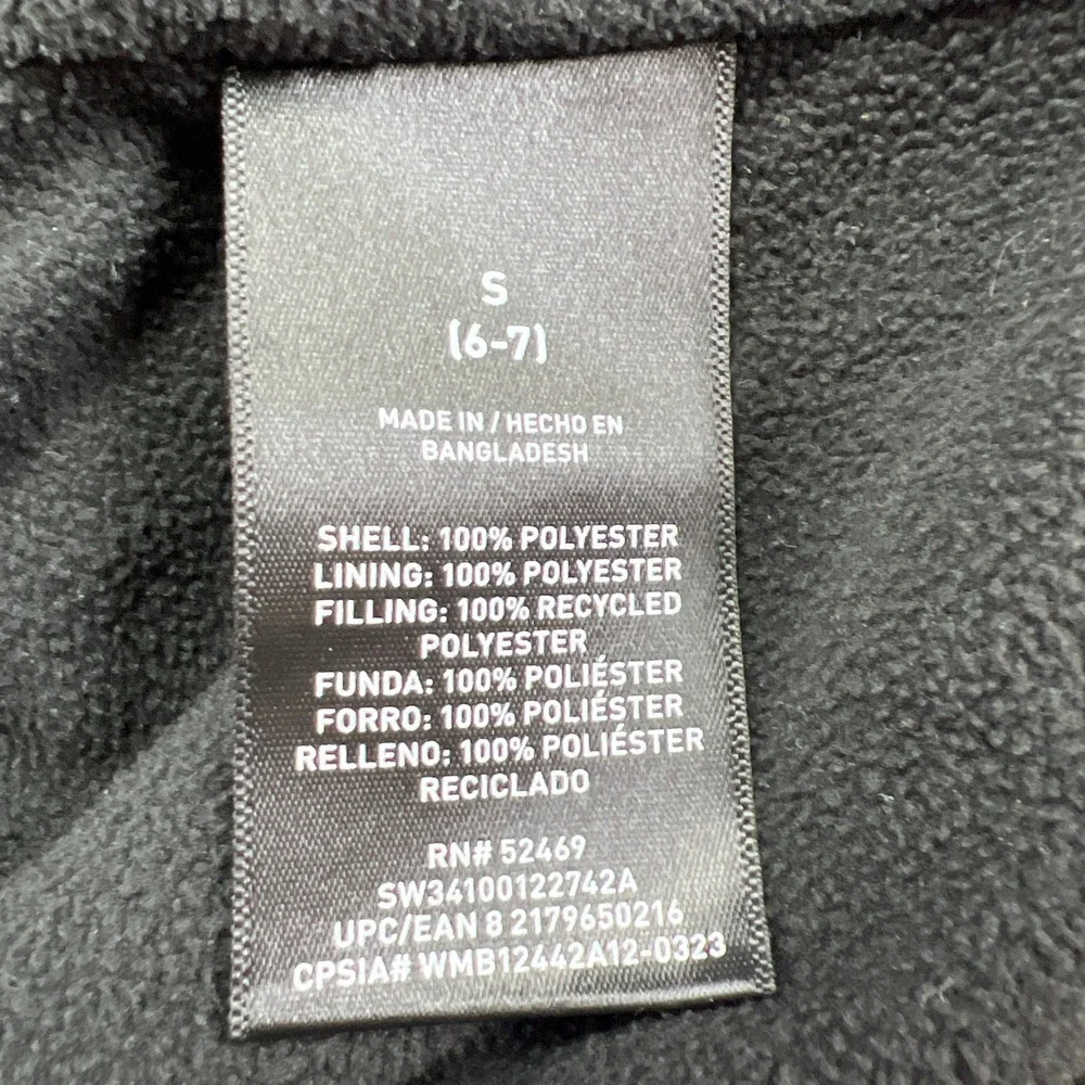 Swiss Tech Puffer Jacket Kids Small 6-7 Black Hooded Full Zip Thermal Insulated